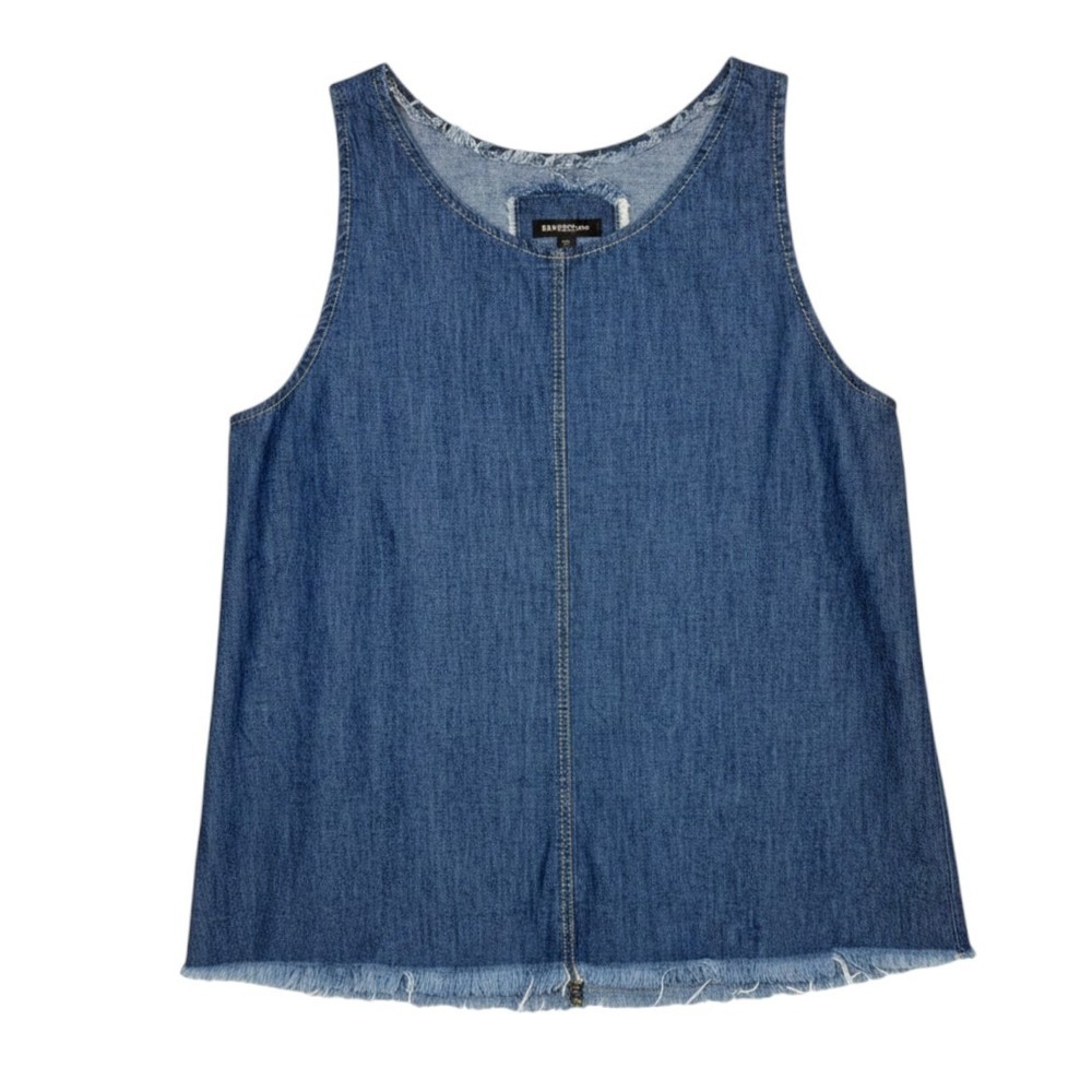 Susanne Bommer Sleeveless Denim Top Frayed Hem Medium 40 - Picture 4 of 8